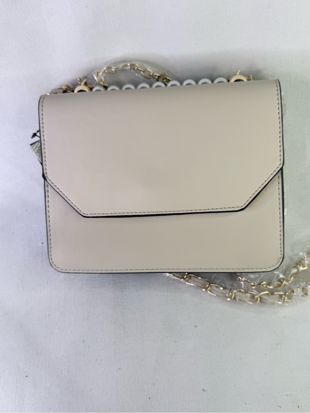 Badgley Mischka Half Navy/Cream Double Bag Chain-Handle w/Large Pearls Crossbody